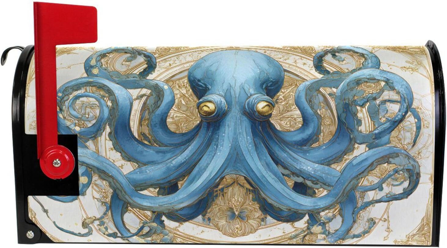ALAZA Blue Octopus Magnetic Mailbox Cover MailWraps Garden Yard Home Decor for Outside Oversized-25.5" x20.8"