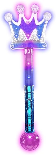 Fun Central - Varita de corona con luz LED para niños con mango de bola de cristal, recuerdos de fiesta de princesa para niñas, suministros de