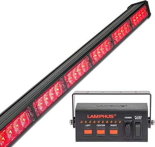 Miniatura 38 de LAMPHUS SolarBlast SBLS104 barra de luces LED de alerta de emergencia e indicación de tránsito, 47 pulgadas, 40 W - ÁMBAR AZUL, Rojo Rojo