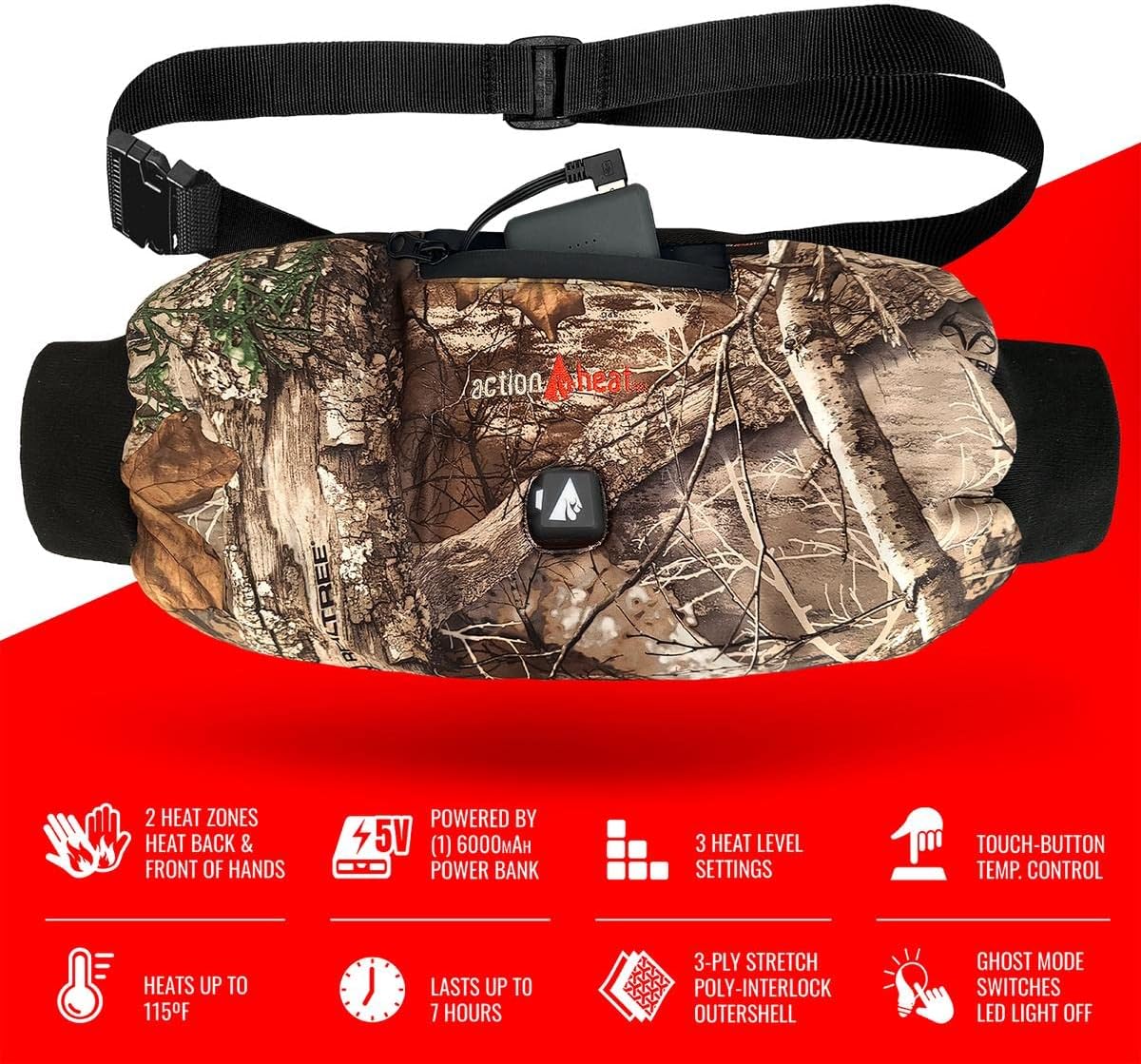 ActionHeat 5V Hand Warmer Muff – Battery-Heated Winter Garment – Lasts Up to 7 Hours with 3 Heat Levels