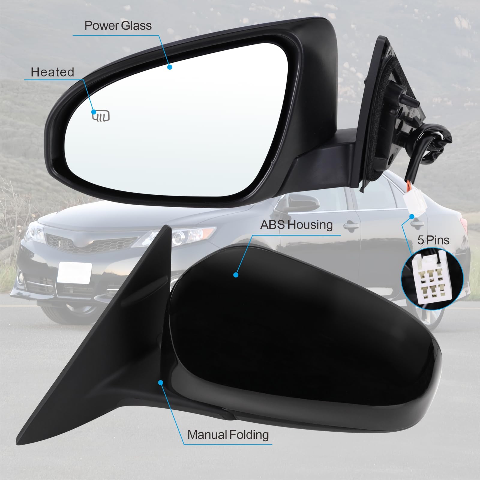 2015 2016 2017 TOYOTA CAMRY LE RIGHT SIDE DOOR MIRROR WITH TURN SIGNAL LIGHT - Foto 4