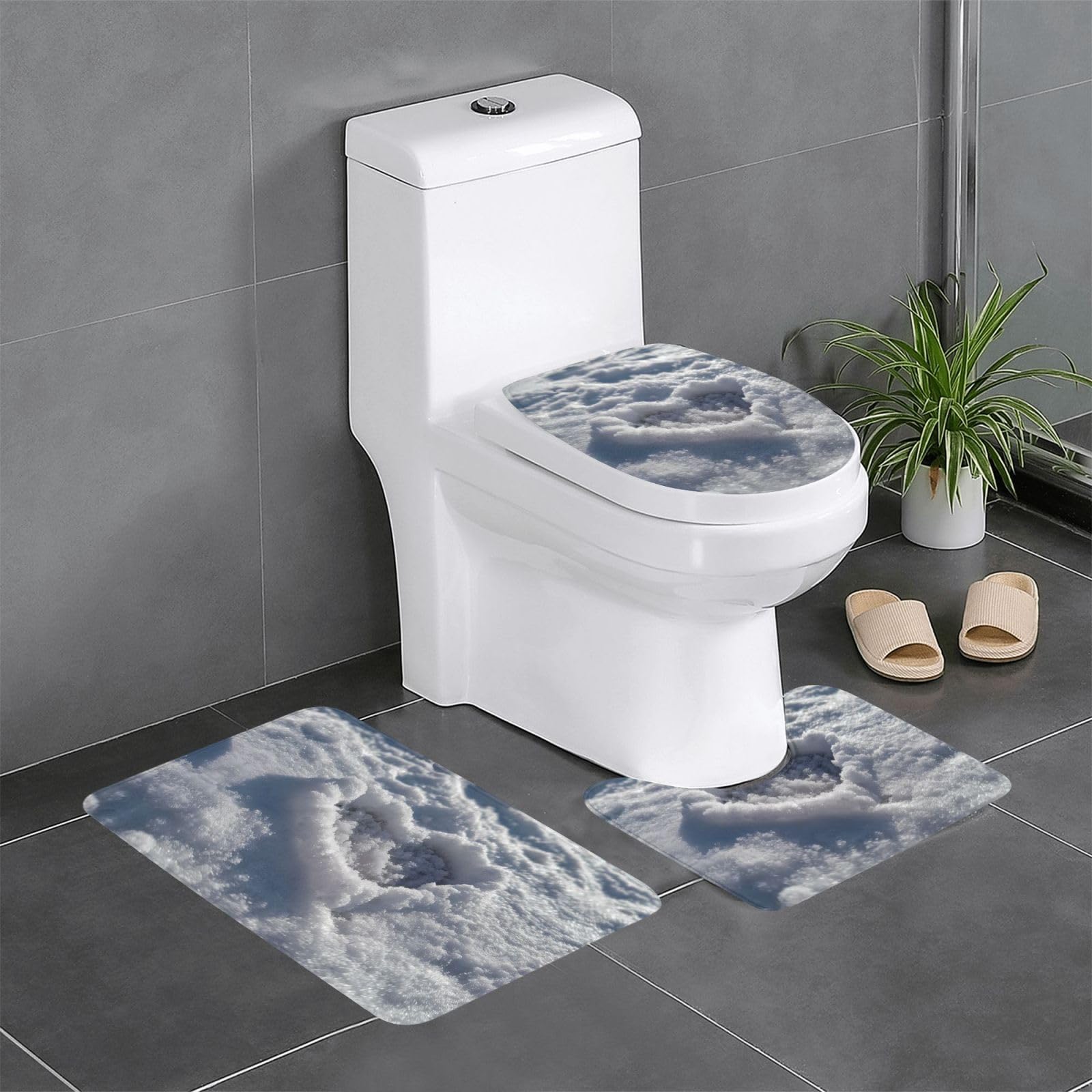 Tapis de salle de bain antidérapants WHJDPP Love in The Snow pour une ambiance cocooning