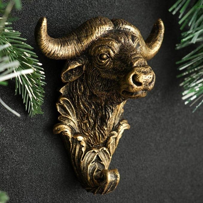 Bronze Bull Head Wall Hook Hanger Animal Shape Ox Rustic