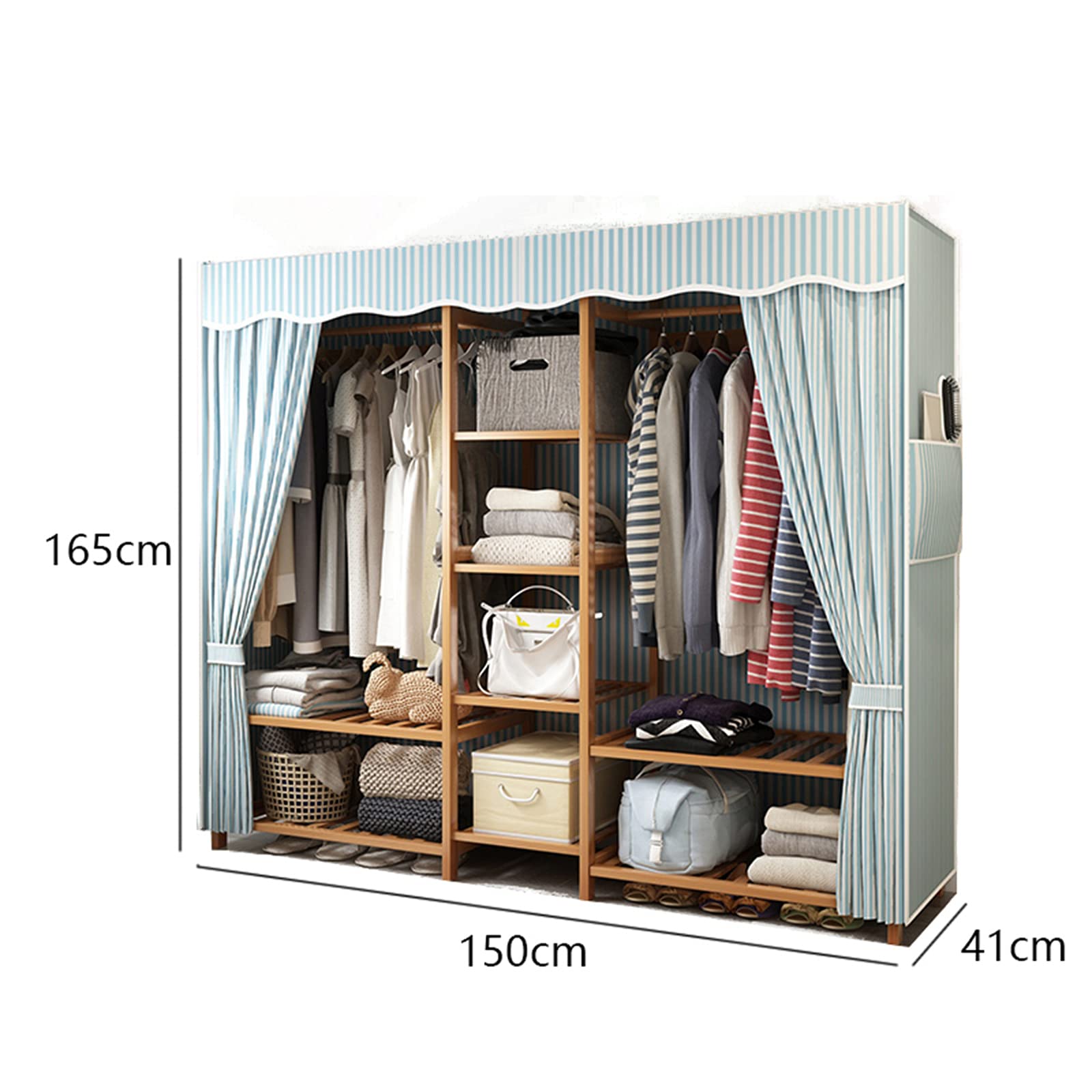 Solid Wood Wardrobe,Multifunction Open Wardrobe Large Bedroom