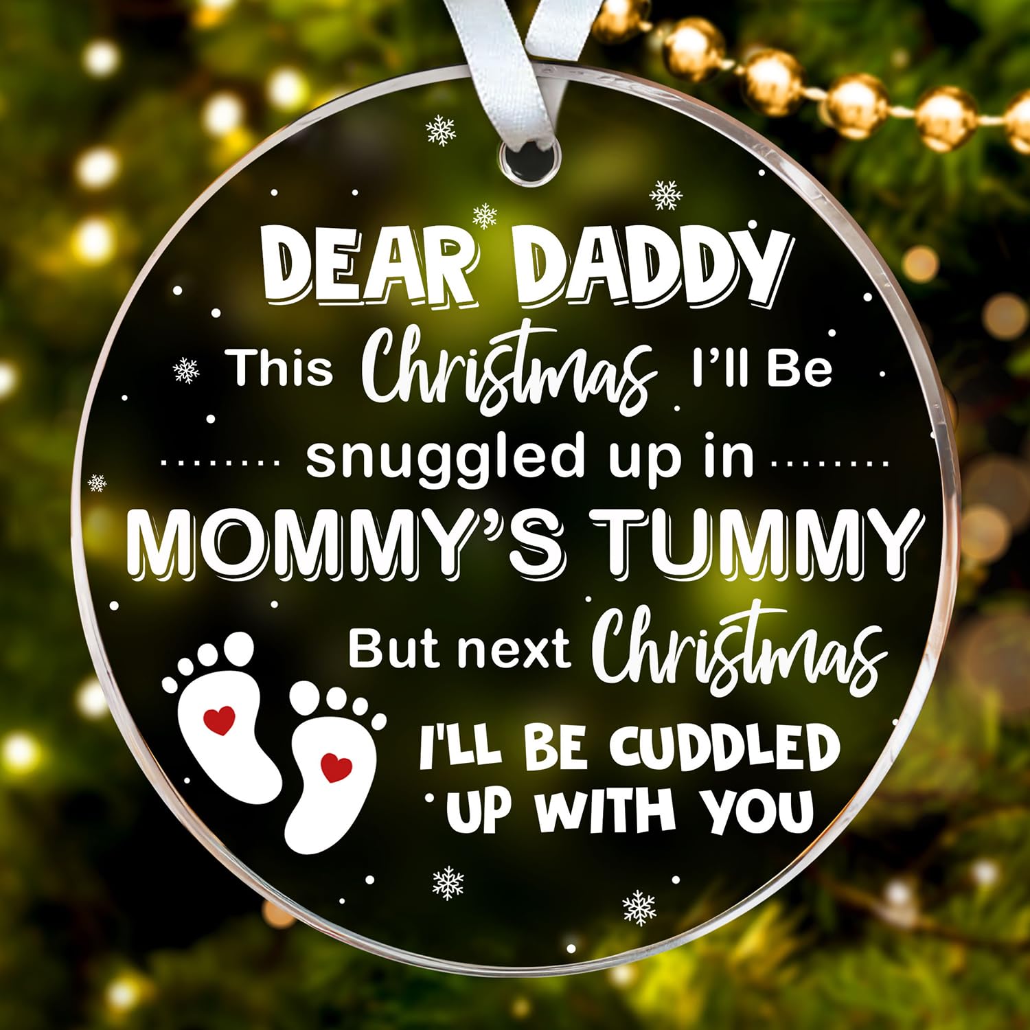 HEXMOZ First Time Dad Gifts - Bumps First Christmas Ornament 2023 - Christmas Pregnancy Announcement Gifts For Husband, New Dad, 1st Time Dad Ornament, Expecting Baby On The Way - Family Ornament 2023