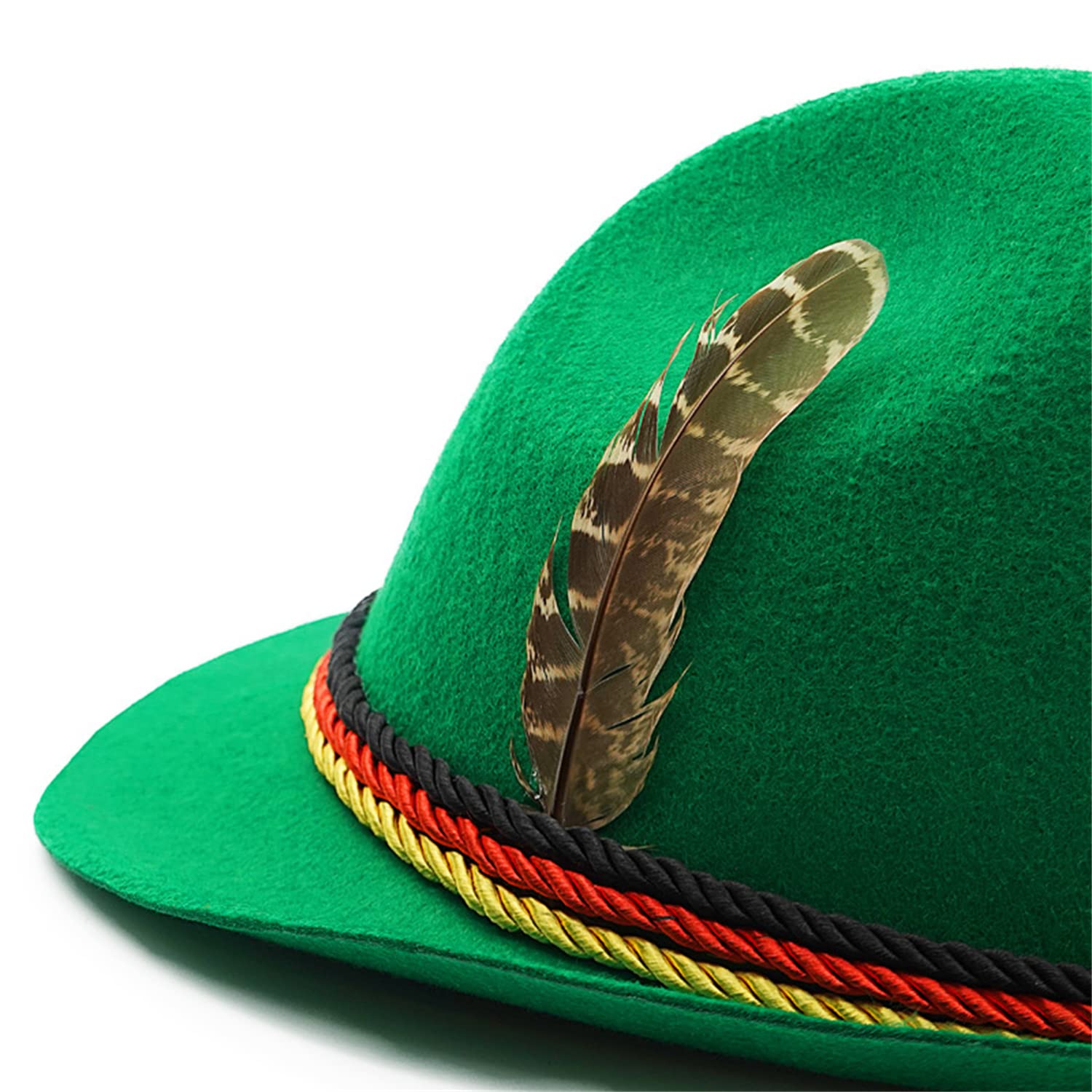 YESBOR Bavarian Oktoberfest Felt Alpine Hat Cap German Austrian Swiss Halloween Costume Accessory Green