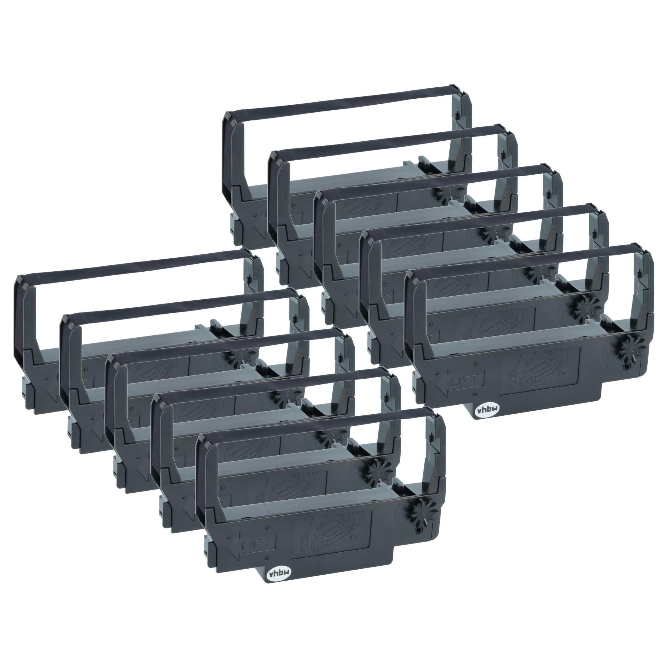 vhbw 10x Farbband Schriftband kompatibel mit Orient BTP-M280 | BTP-M270, BTP-M300 Nadeldrucker, Bondrucker - Schwarz