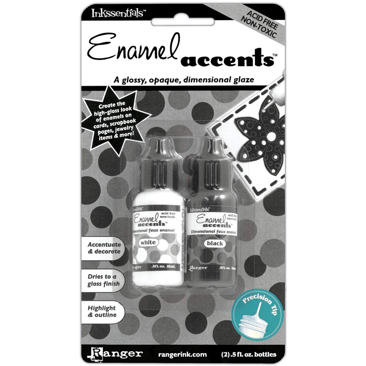 RangerInkssentials Enamel Accents .5oz 2/PkgBlack & White