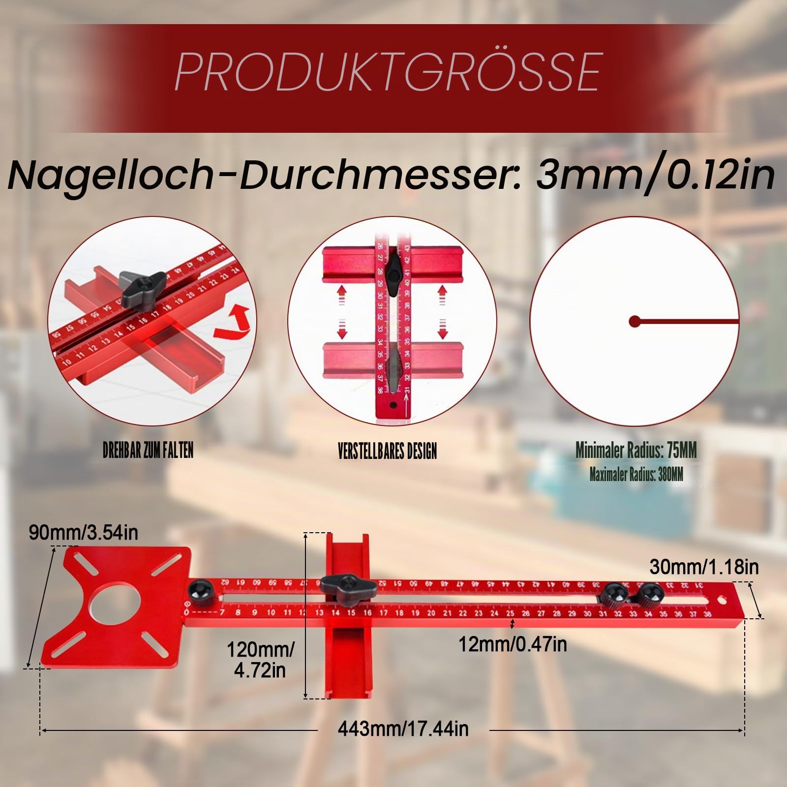 4 in 1 Router Fräsen Nut Halterung, Einstellbare Schrankschablone Werkzeug Aluminiumlegierung Router Fräswerkzeug Schrank Hardware Jig Router Tisch Einsatzplatte für Holzbearbeitung