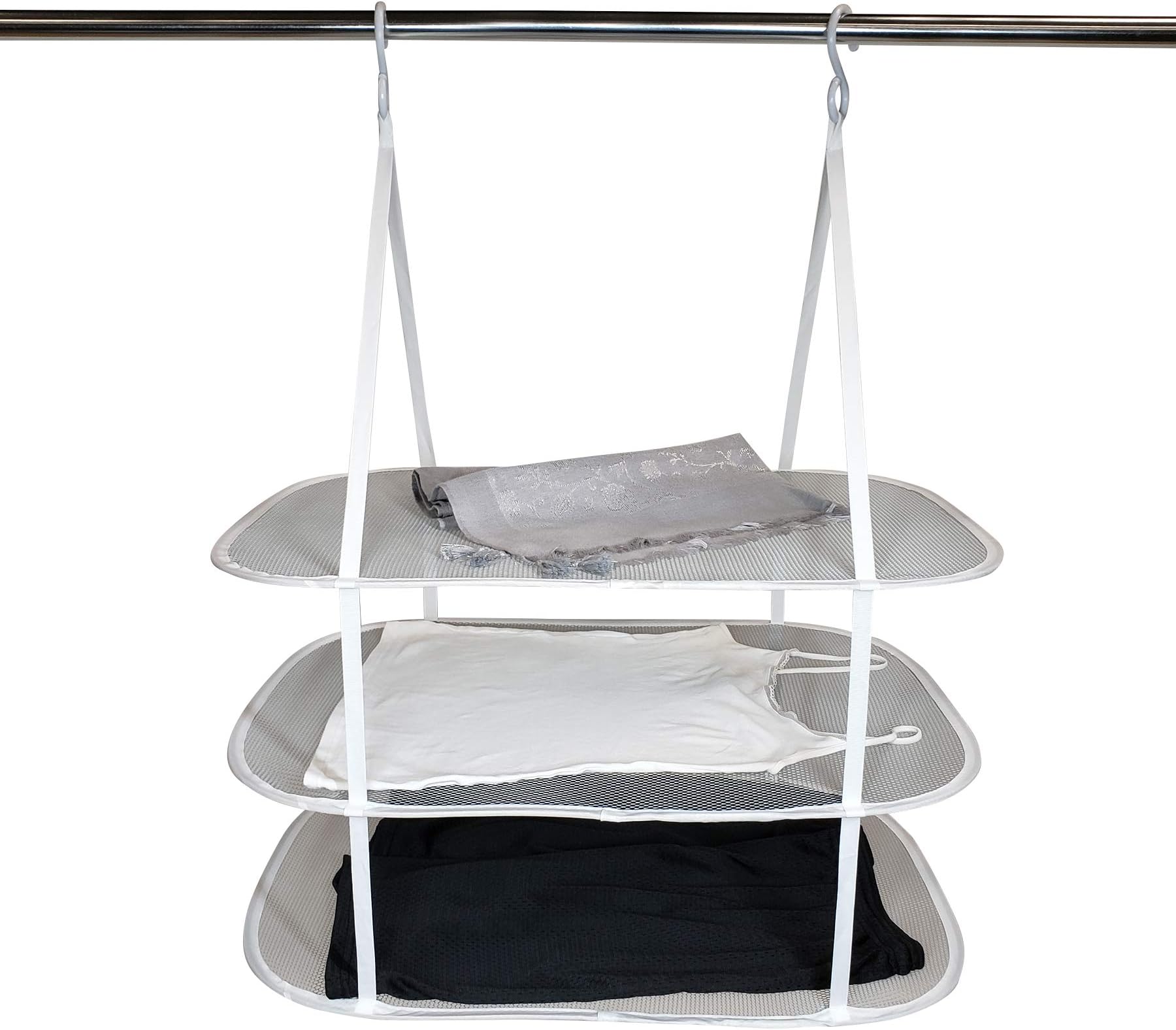 HOMZ Sweater, Delicates, Swimsuit, 3 Tier Drying Surface, 10Lb Capacity Hanging Dryer, Grey, Set of 1