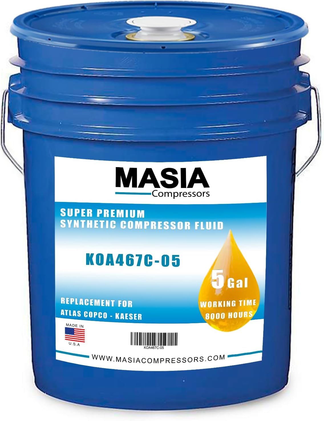 KTL 8000 Kaishan Compressors Lubricant, 5 Gal Pail, 8000 H, PAO Base