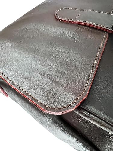 Miniatura 5 de Bolso bandolera de cuero  12 pulgadas  Marrón  Cuero suave  Bolso bandolera  Correas ajustables