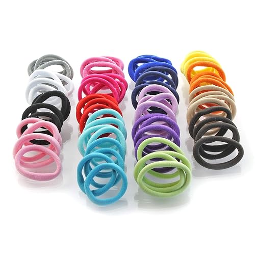 Miniatura 2 de My Lello Bandas para el cabello sin costuras para coleta de caballo pequeñas para niñas, color rosa fucsia, 20 unidades