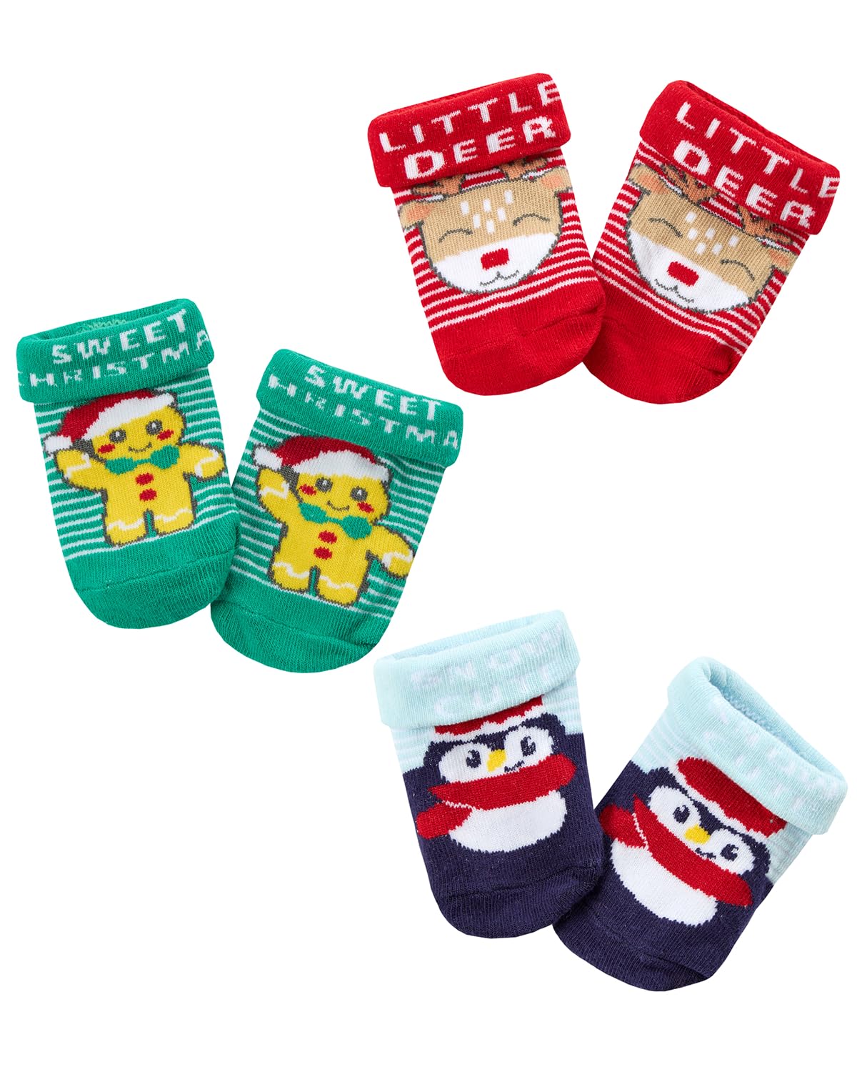 Undercover Mix 2 3 Pairs Baby Xmas Socks In Bag 44B1031 1Xeach 0-6 Months
