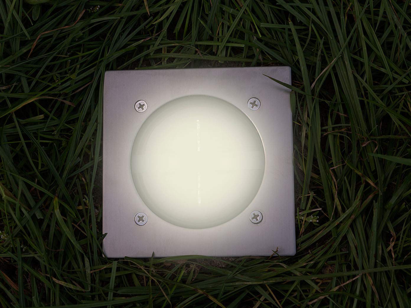 6er SET moderner Solar LED Bodeneinbaustrahler 4-eckig in Edelstahl / Glas für Außen