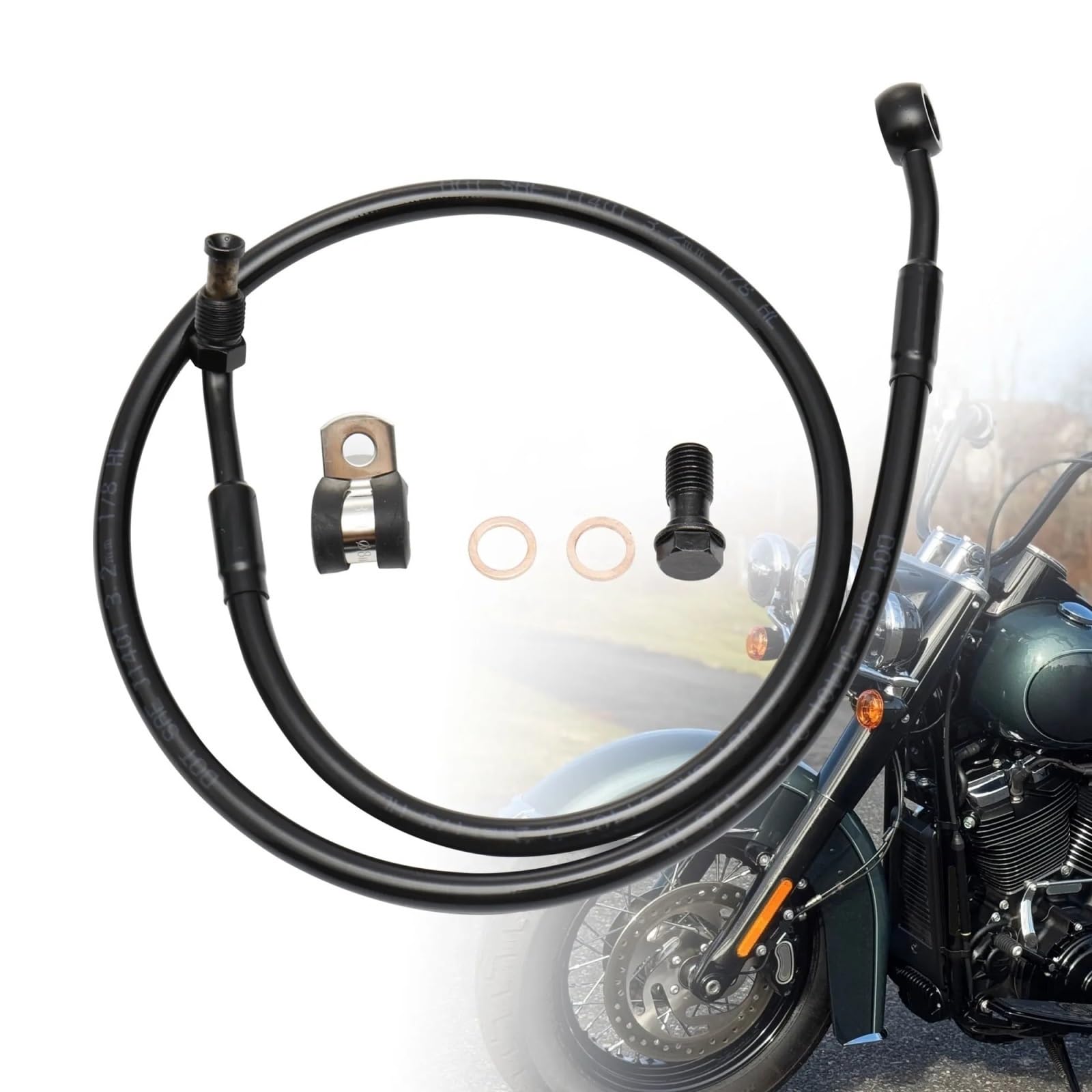 kable napędowe Pasuje do Harleya Softail Low Rider 2018-2025 Fat Breakout z ABS 71/76/81CM Górne przewody hamulcowe w oplocie Przedni przewód olejowy(81CM Chrome)