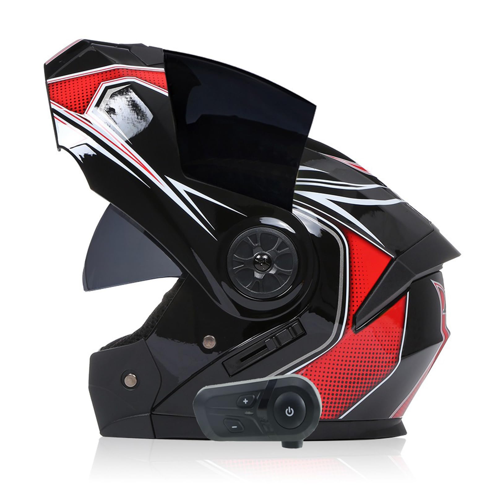 ZHTBATE Modular Motorbike Helmet with Bluetooth and Microphone, Flip Up Front Motorcycle Helmet with Double Visor, ECE Approved Full Face Helmet, Crash Helmet for Automatic Answering