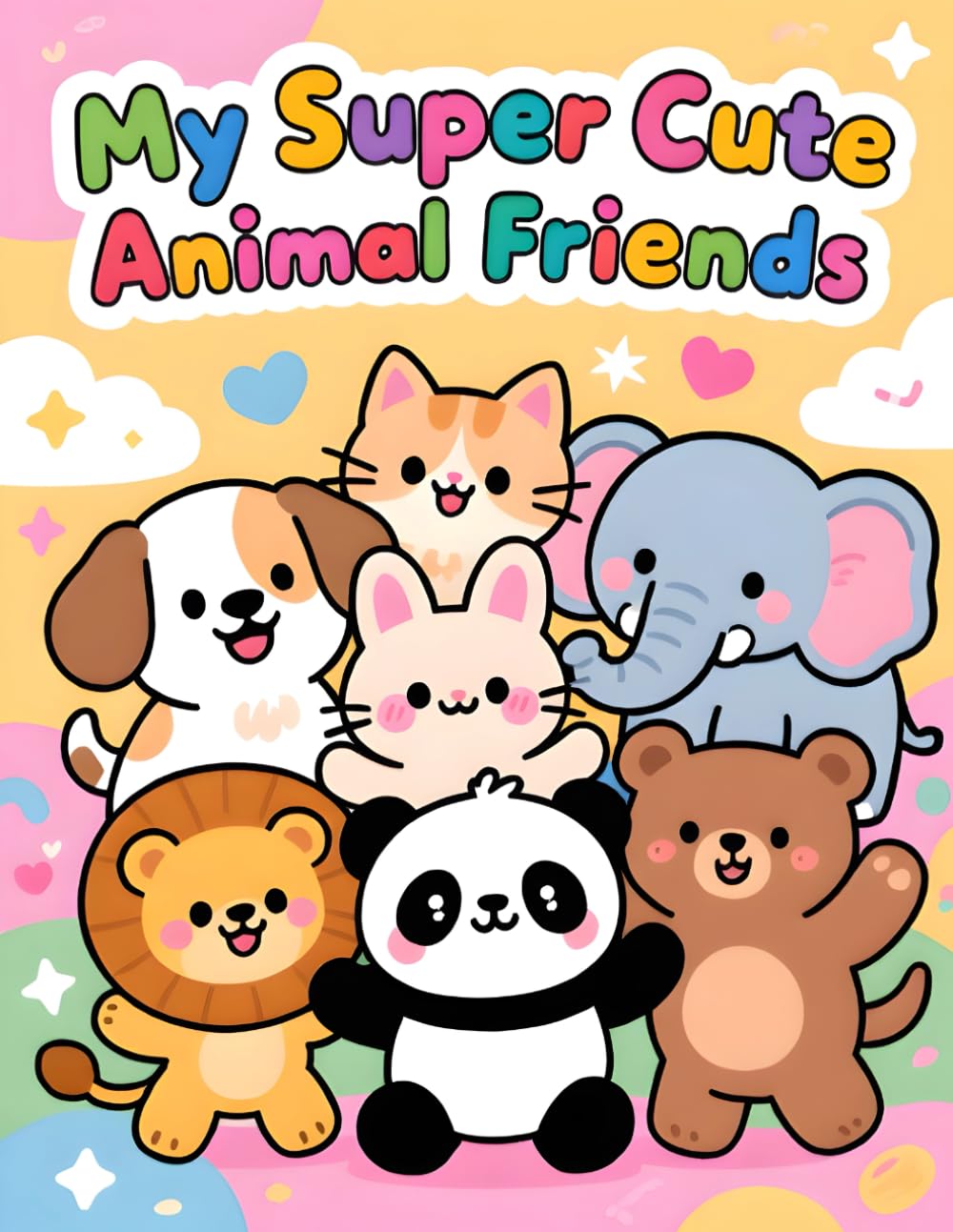 My Super Cute Animal Friends: Big & Easy Coloring Book for Kids Ages 3-7