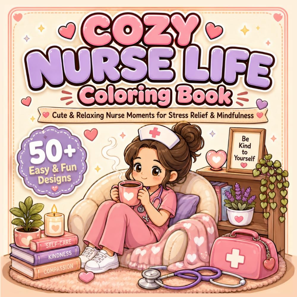 Cozy Nurse Life Coloring Book: Cute & Relaxing Nurse Moments for Stress Relief & Mindfulness | Featuring self-care scenes, cozy nurse moments, comforting details, and easy-to-color pages