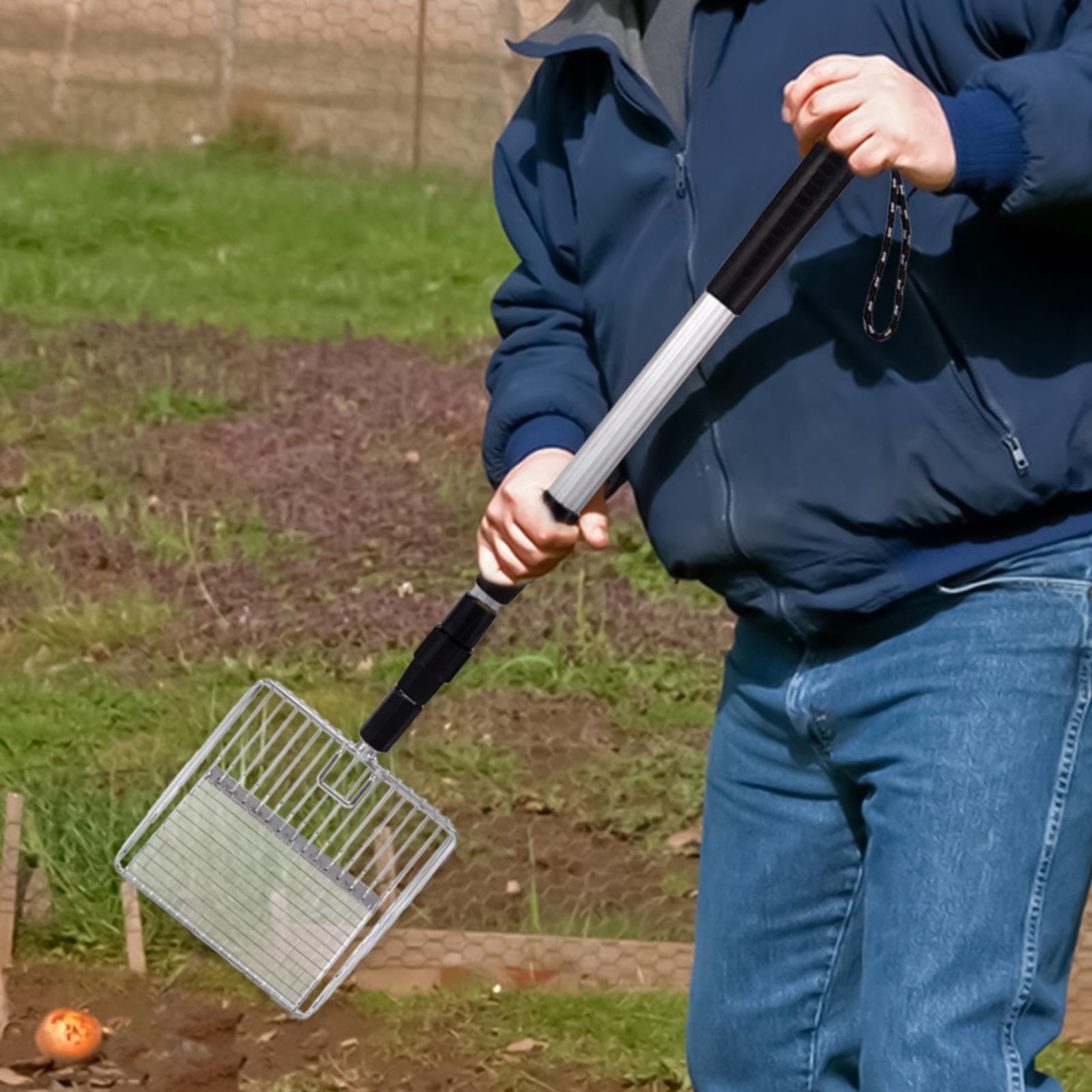 cava per lettiera per gatti con manico regolabile, pala laterale profonda | da appendere, accessorio per polli, casetta per gatti per della spazzatura, estensibile per pollaio