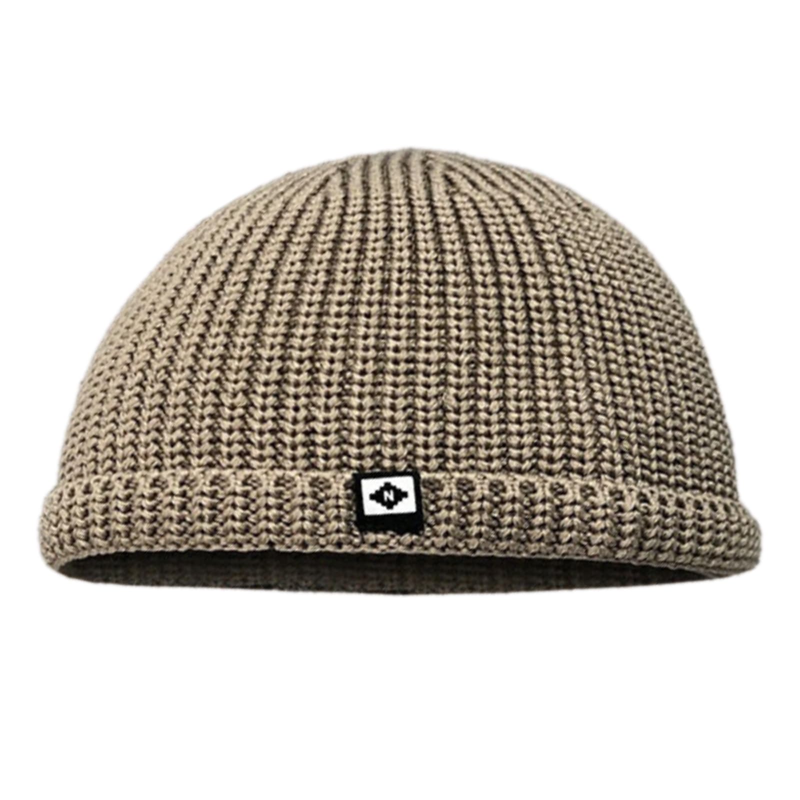 Tsmory Unisex Khaki Skull Hat Knitted Caps Fun Brimless Caps Knit Caps Photo Props Pullover Weaving Skull Caps 2000S