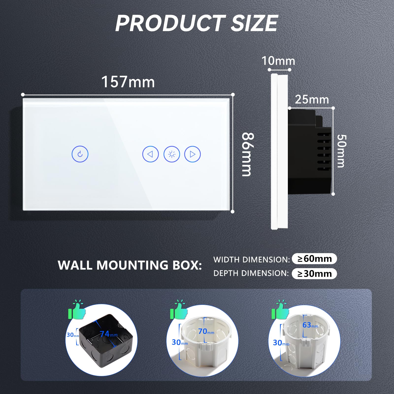 BSEED Interruttore WIFI Tattile e Interruttore Dimmer WIFI Alexa 1 Gang 1 Via Interruttore Smart Compatibile con Google Home, Interruttore a Parete Bianco(Richiesto la Linea Neutra)