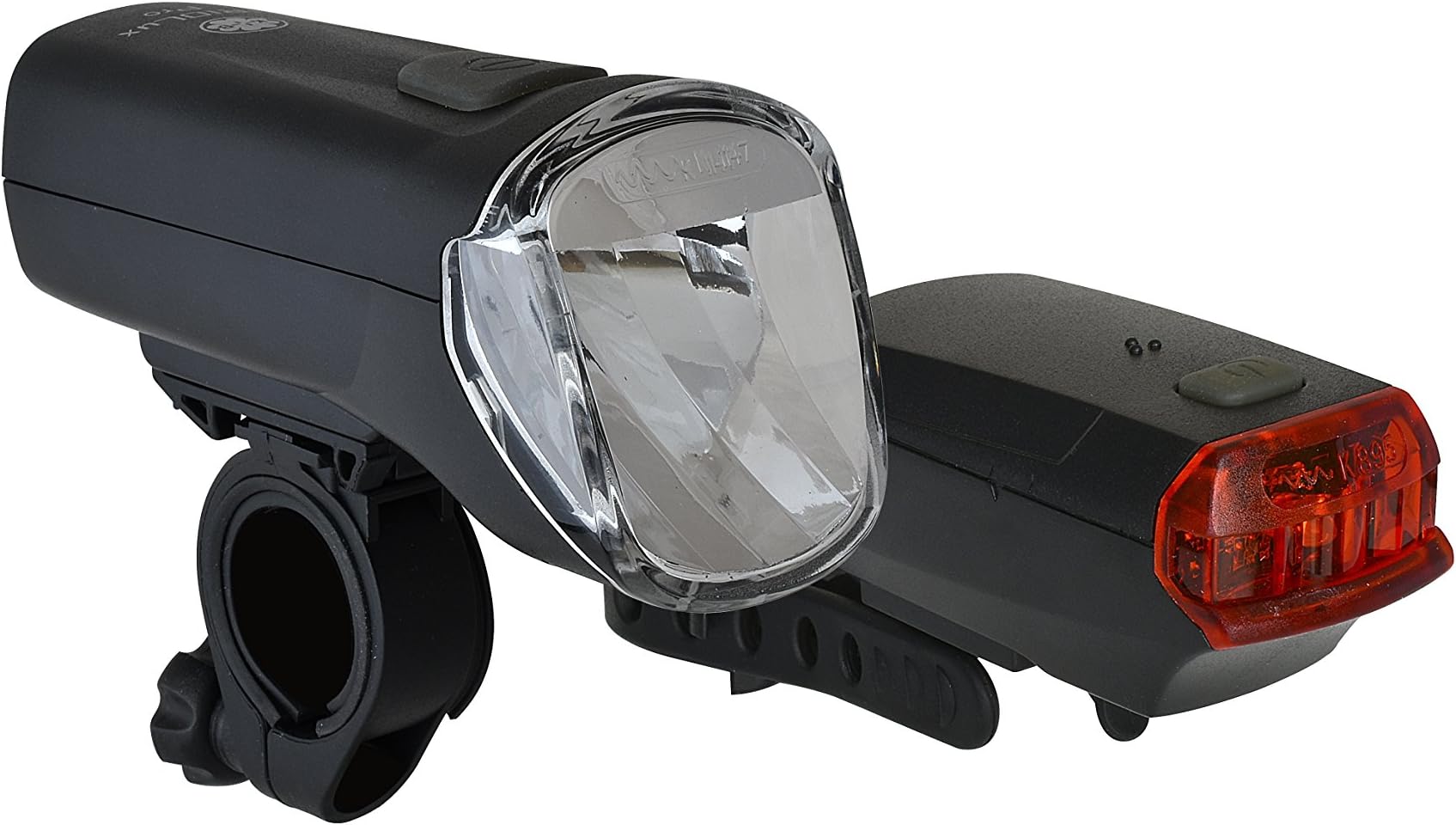 Büchel 51125480 Battery-Operated Light Set 60 Lux LED TrioLux Pro with Rear Light, Approved by the German Road Traffic Licensing Regulation (StVZO), for All Bicycles, Black