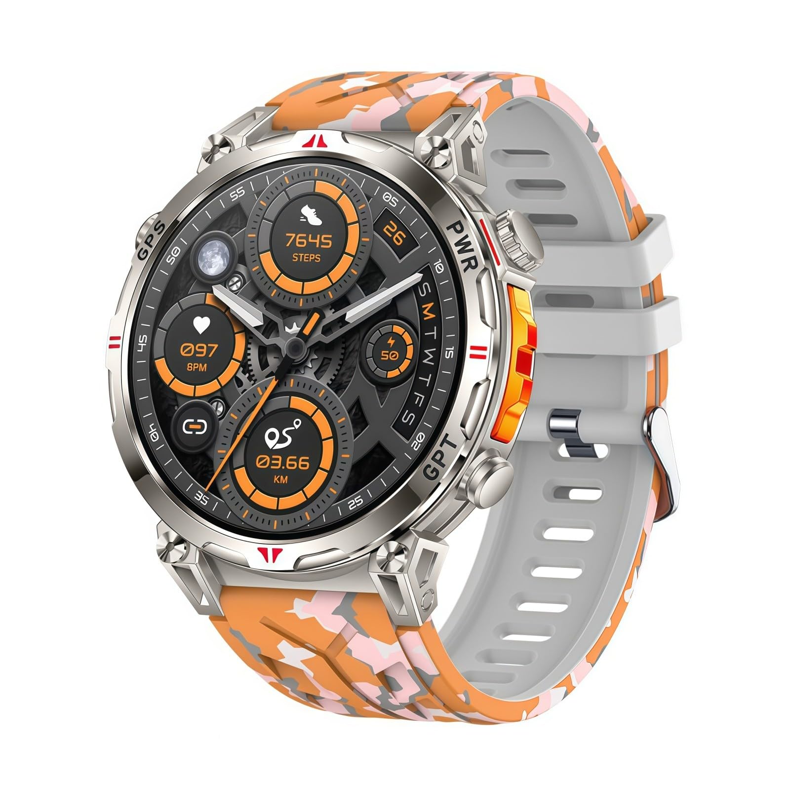 Smartwatch Sportivo KC93 Per Attività All'aperto: Posizionamento GPS, Bussola, Chiamate Bluetooth,Monitoraggio Della Frequenza,GPT,Per Android E Ios