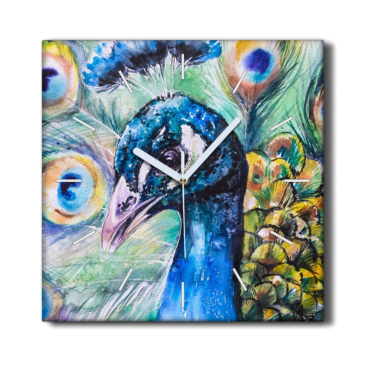 Horloge sur Toile silencieuse pour chambre et salon oiseau 30x30cm