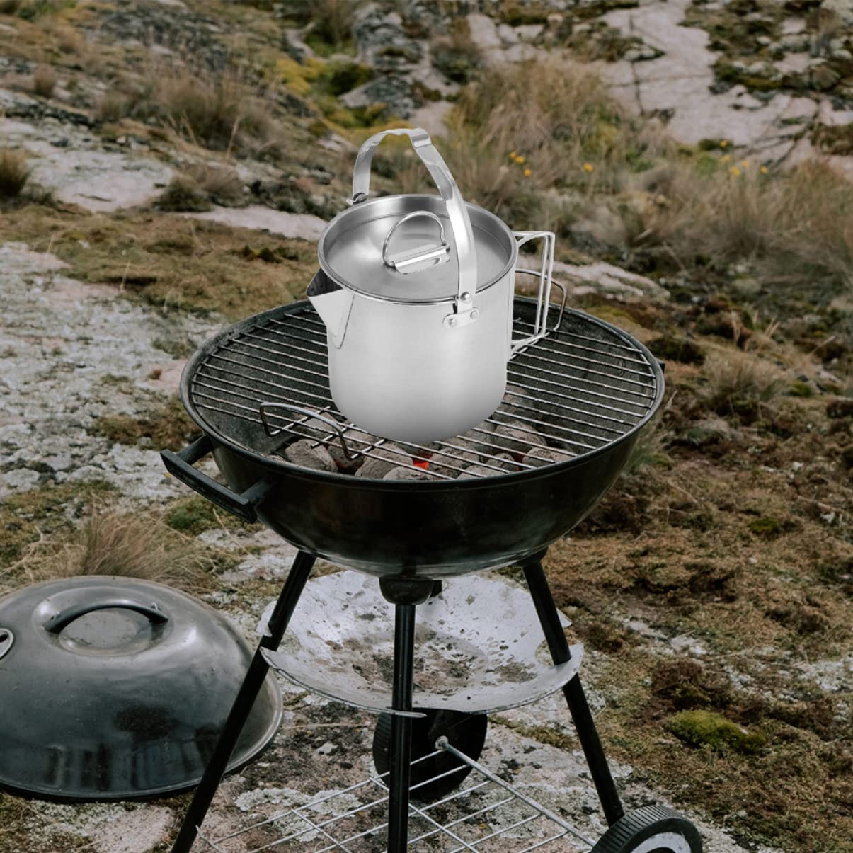 Camping Silber Teekessel 1,2 L aus Edelstahl Leicht und Tragbar Praktisch und Robust für Outdoor und Zuhause