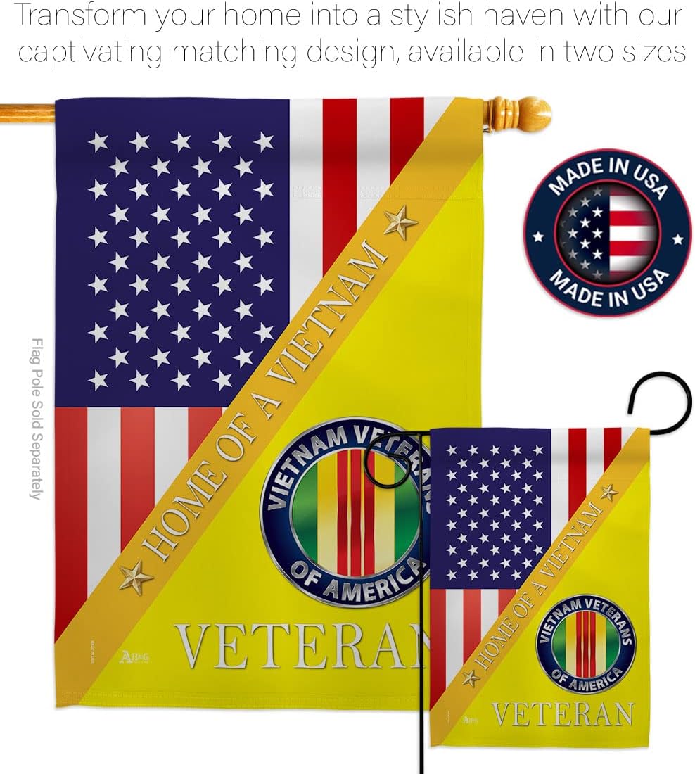 Home of Vietnam Garden Flag - Armed Forces Military Service All Branches Support Honor United State American Veteran Official - House Banner Small Yard Gift Double-Sided Made in USA 13 X 18.5