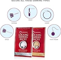 Vista 6 de CONNOISSEURS Parte trasera de aretes de bloqueo, hipoalergénicos para aretes, aros y más, nunca vuelvas a perder un arete