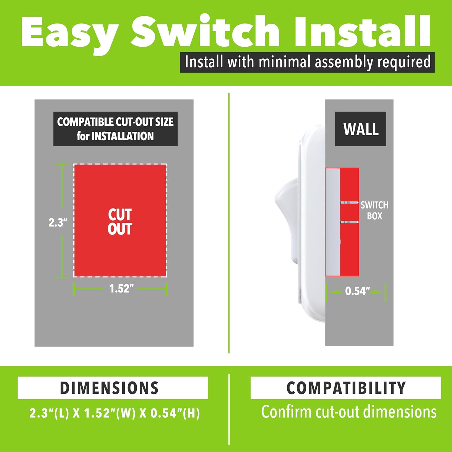 Contemporary Double SPST On-Off Switch with Bezel, 12-Volt, for RV, Trailer, Camper (White)