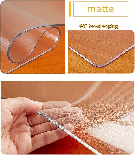 Miniatura 3 de Protector de mesa transparente esmerilado de vidrio suave de PVC, protector de mesa de 0.069 pulgadas, impermeable, a prueba de aceite, lavable,