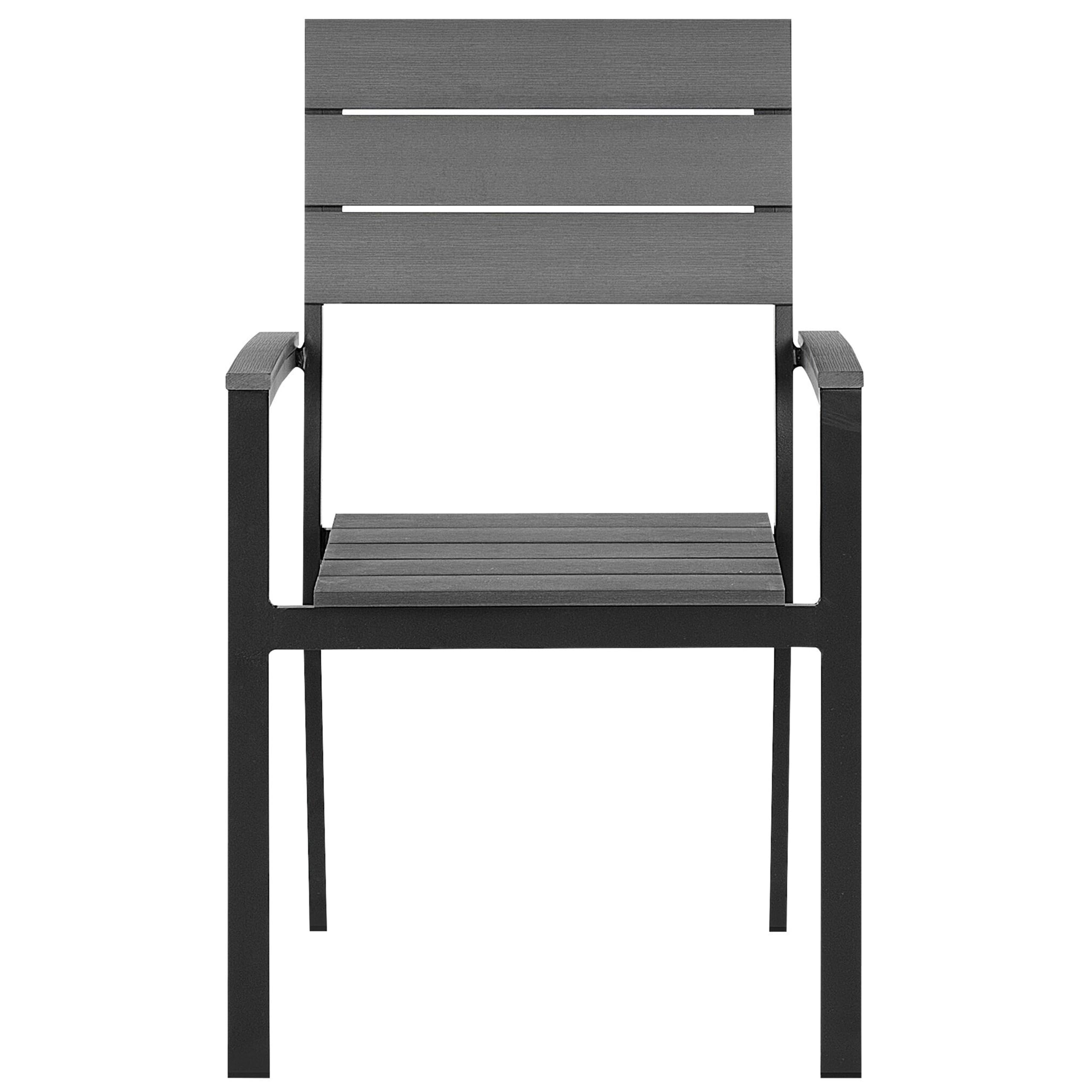 Beliani Gartenmöbel Set 7-teilig Aluminium schwarz Kunstholz grau Tisch 6 Stühle Como