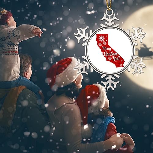 Miniatura 8 de Patriotic American State Christmas Tree Hanging Ornament California Christmas Decorations for Tree Merry Christmas YAll Metal Snowflake Christmas