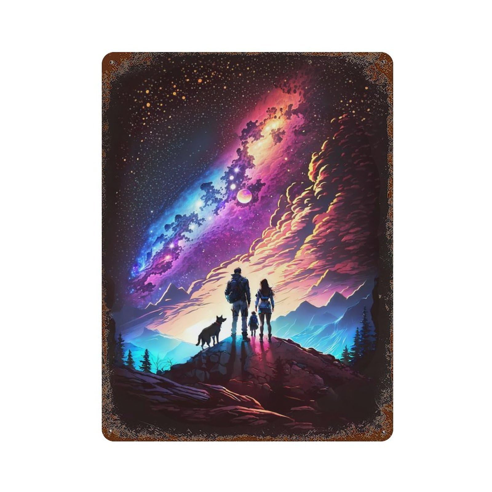 Family Cosmos Trip Retro Metal Sign 15.7"x11.8", Classic Wall Plaque for Garage, Pub Or Kitchen