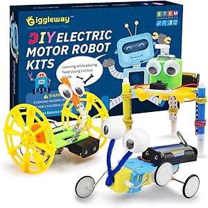 Giggleway Electric Motor Robotic Science Kits, DIY STEM Toys for kids, Building Science Experiment Kits for Boys and Girls-Doodling, Balance Car, Reptile Robot (3 kits)