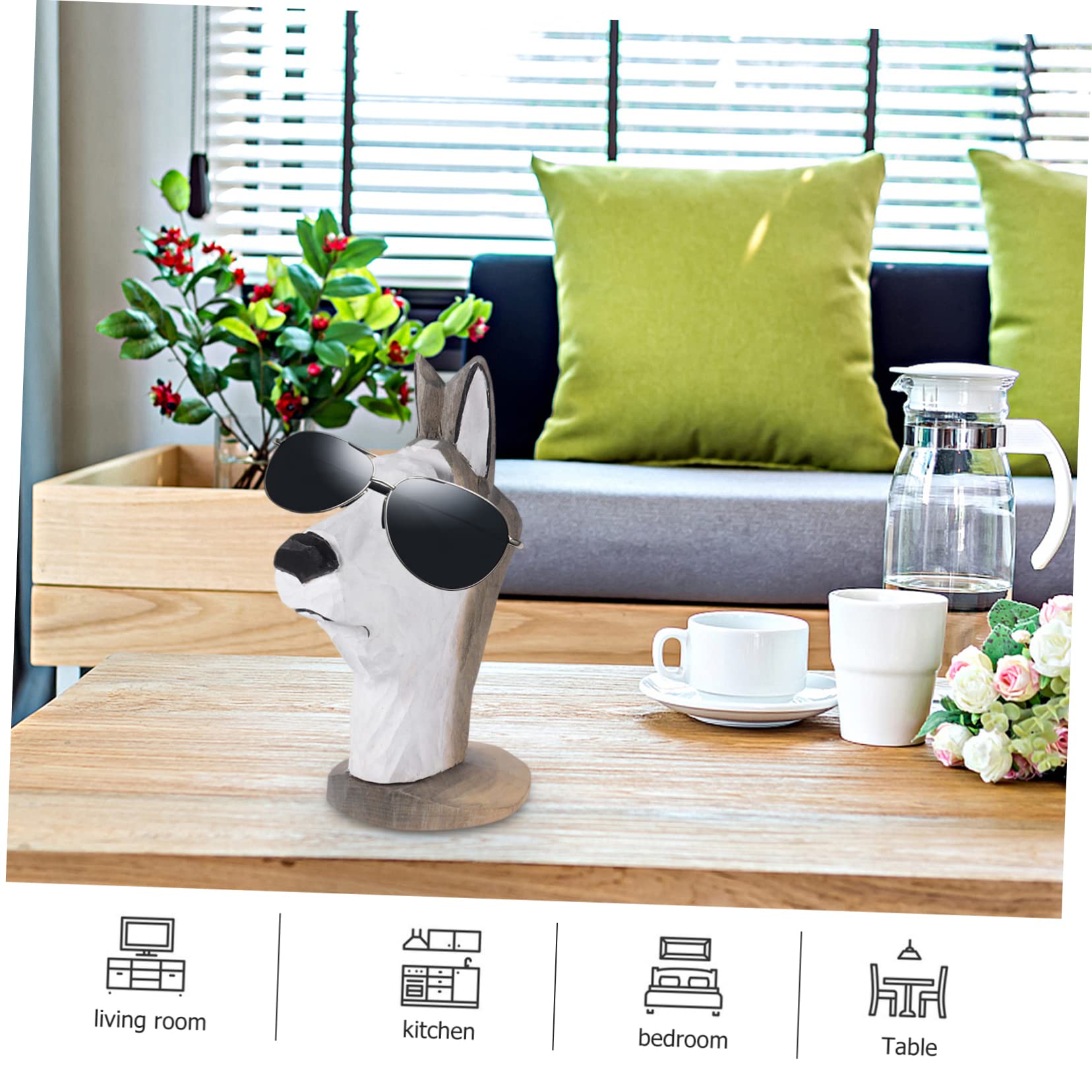 NUOBESTY 3 Stück Holz-Brillengestell Holzdekor Tischplatte Präsentationsständer Rahmenhalter Ständer Hundestatue Tier Brillen Handdekor Brillen-Display-Halterung Praktischer