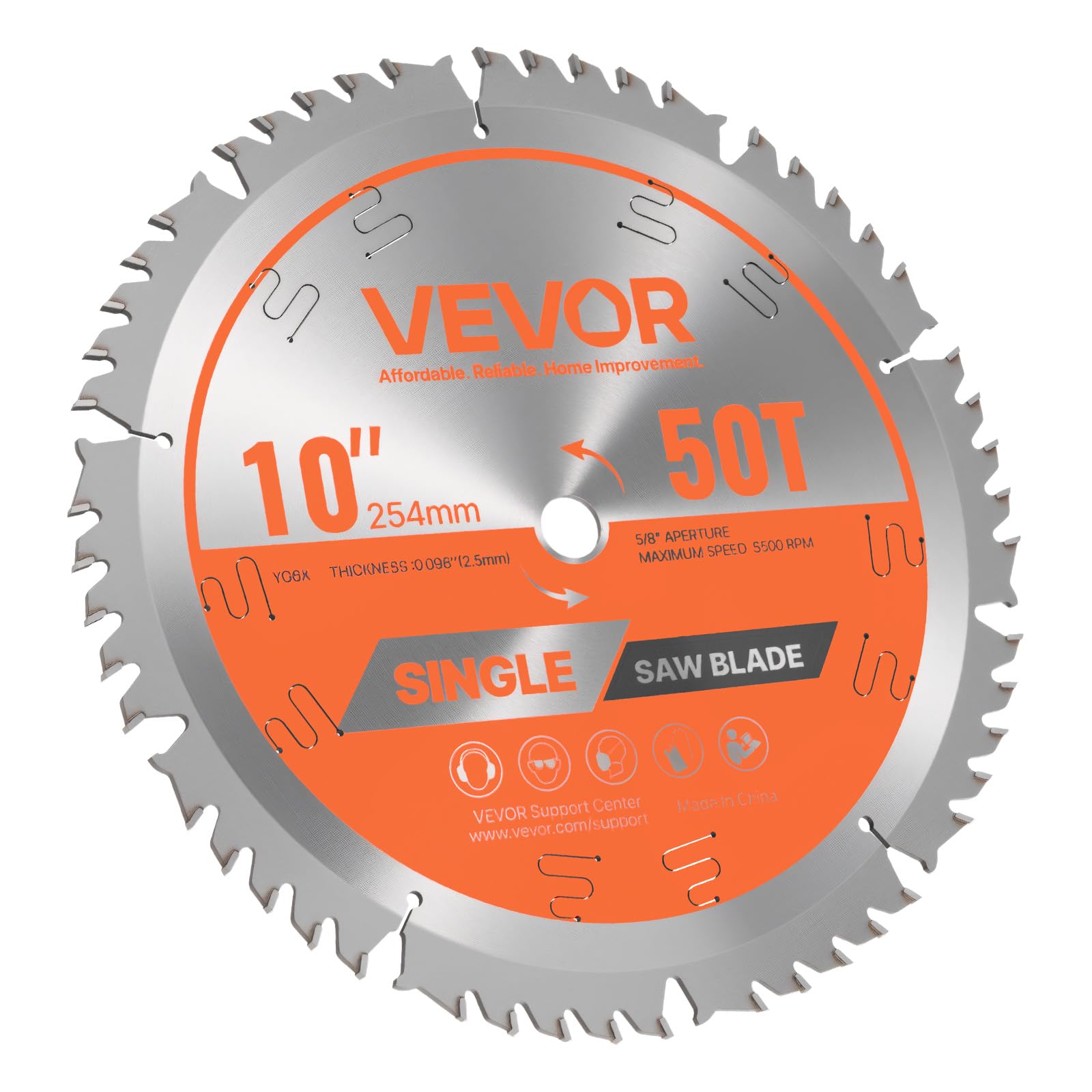 VEVOR Hoja de Sierra Circular 254 mm 50 Dientes Aleación 15,875 mm Mandril