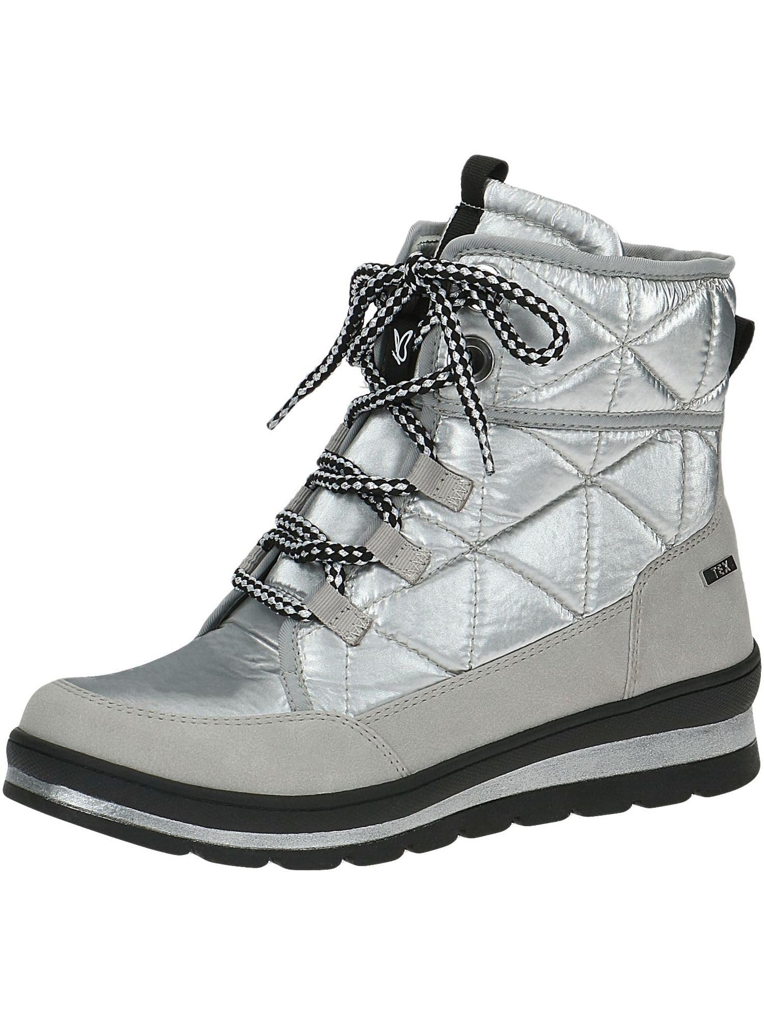 CAPRICE Women's ankle boots lace-up Airmotion Platform with zipper Width G, Silver (Silver Comb), 5 UK