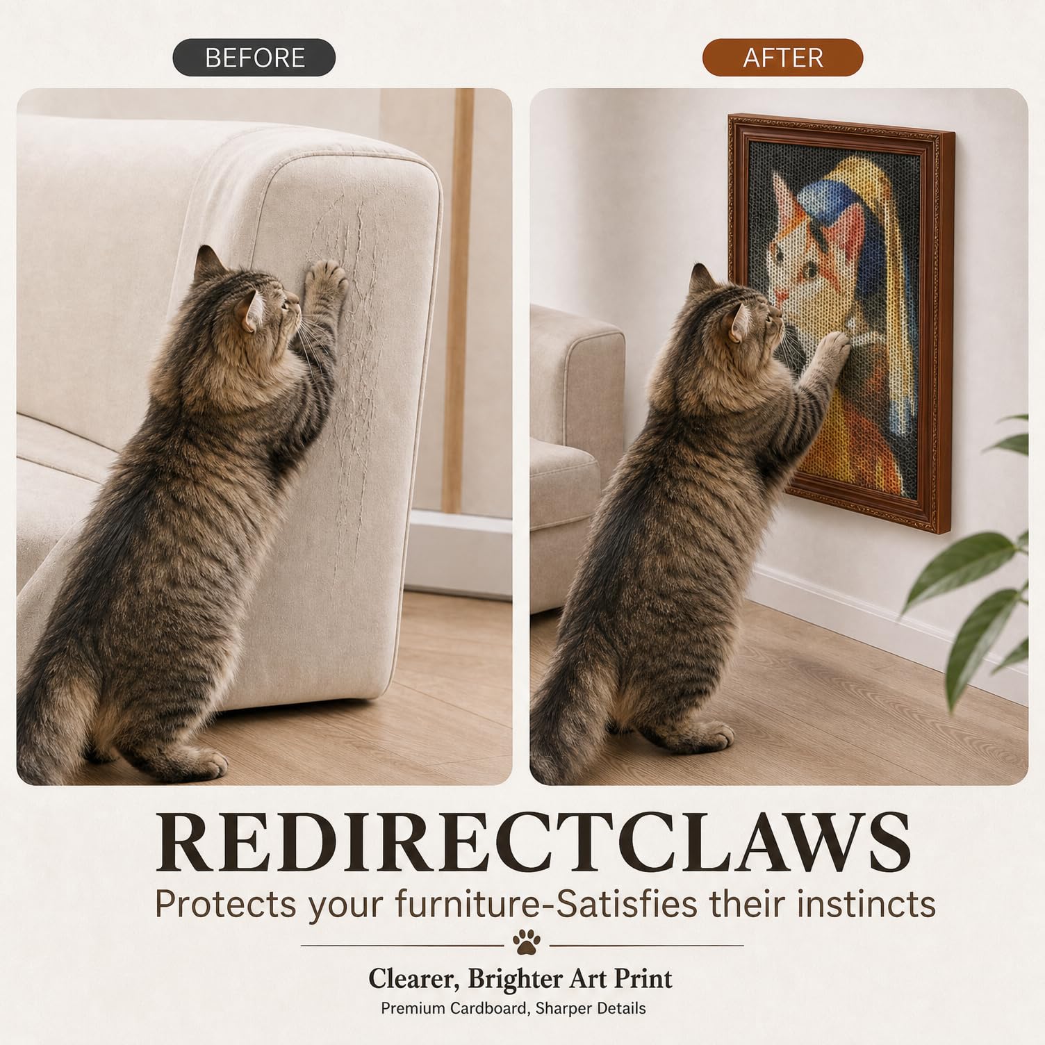 MUTTROS Lot de 3 griffoirs muraux pour chat verticaux en carton avec bandes adhésives, jouet pour chat d'intérieur et protection de meubles muraux, 41,6 x 30,5 x 1,8 cm
