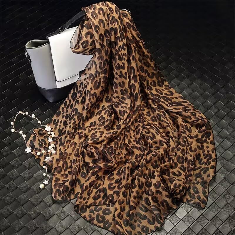 Women-Lightweight-Silk-Shawls-Scarf with Fashion-Leopard Print for Summer-UV-Protection3