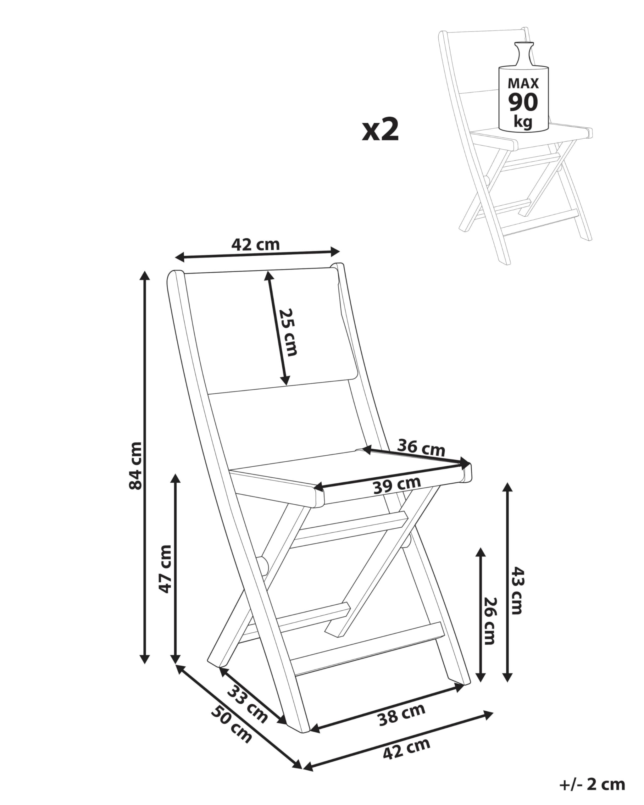 Gartenstühle 2er Set Akazienholz mit Seilgeflecht beige klappbar Prossedi