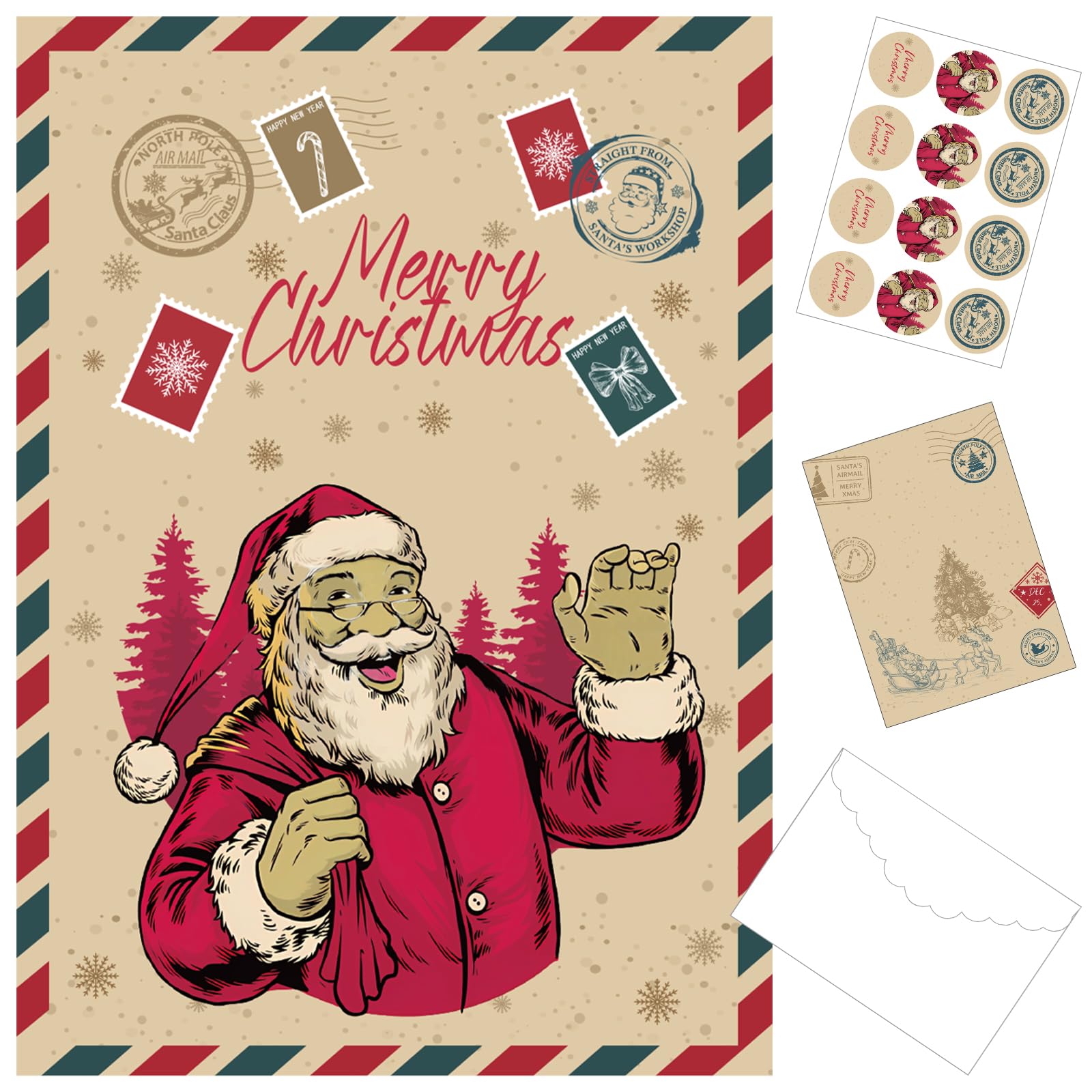 12 Biglietti Di Natale Con Buste E Adesivi – Cartoline Natalizie A6 Per Auguri Speciali Ad Amici E Famiglia - 4