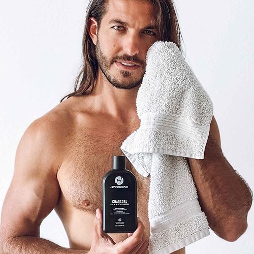 Miniatura 6 de Charcoal Gel de baño para hombre, gel de baño totalmente natural con carbón activado para hombres y mujeres, vegano, sin parabenos, hidratante con