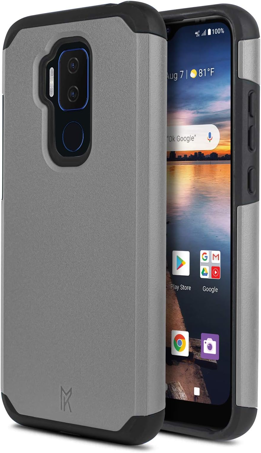 Phone Case for [AT&T Maestro Plus (V350U) AT&T Prepaid Phone], [M-Kase Series][Gray] Shockproof Protective Dual Layered Hybrid Hard Cover for AT&T Maestro Plus (AT&T Prepaid Phone)
