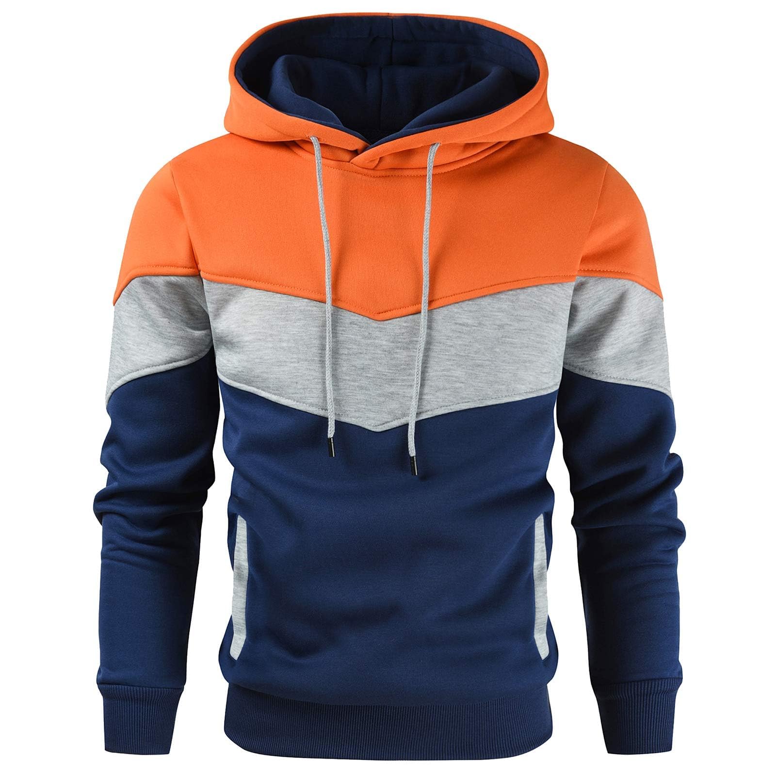 Gesean Men's Novelty Color Block Pullover Fleece Hoodie Long Sleeve Casual Sweatshirt with Pocket