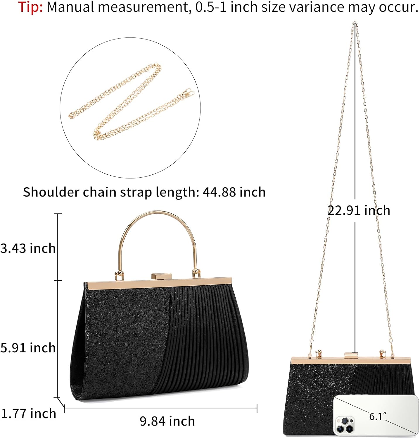 Clutch Purses for Women Evening Bags Crossbody Shoulder Handbag with Chain for Prom Wedding Party