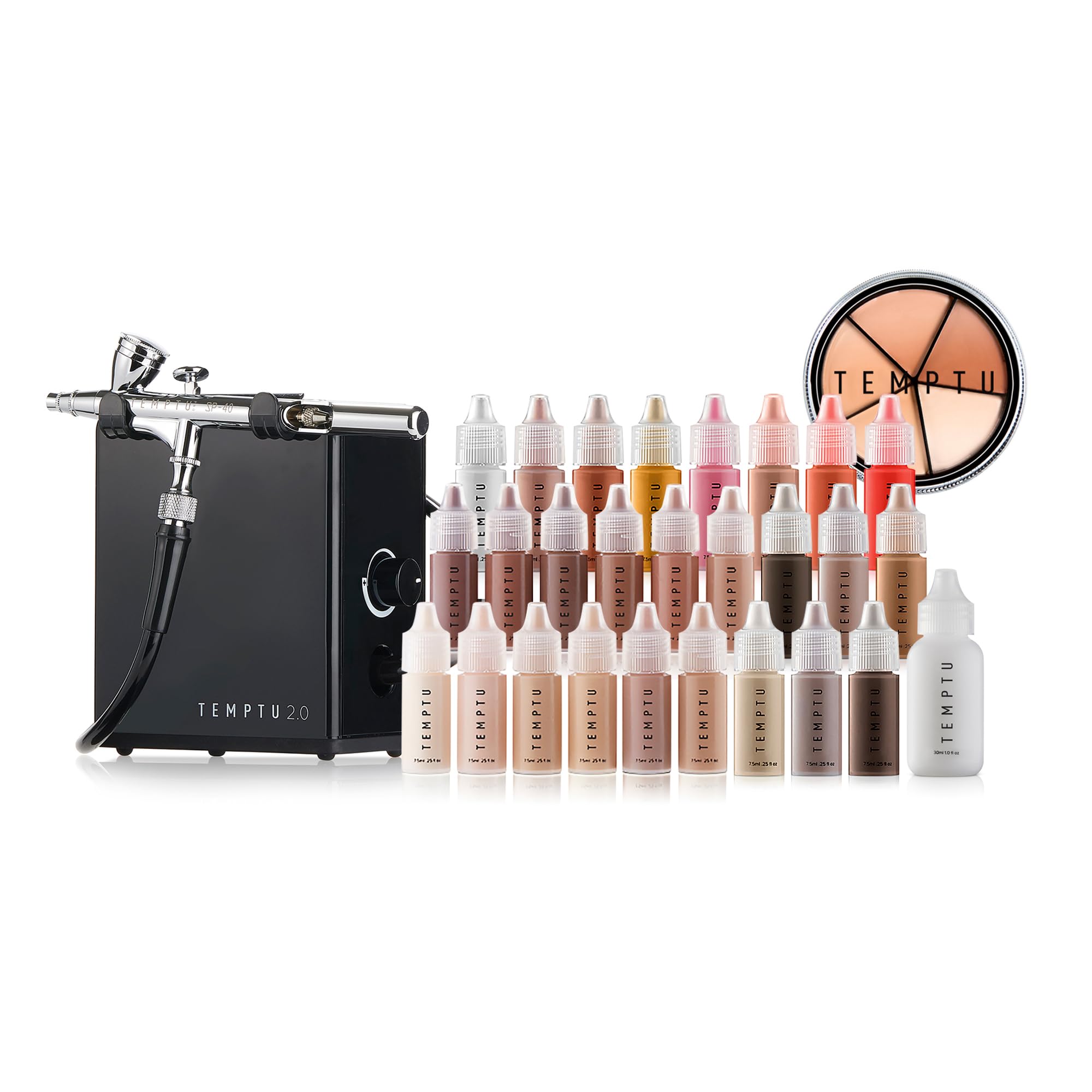 TEMPTU 2.0 Deluxe Complete Airbrush Kit: Airbrush Makeup Set for Pros | Includes Blushes, Highlighters, S/B Foundation, Contour & Bronzer Colors, & Concealer | Lightweight, Travel-Friendly, Pack of 1